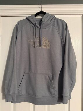 The North Face Men’s Light Gray Pullover Hoodie with Logo